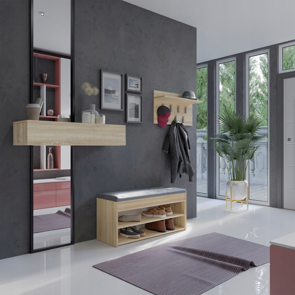 SZAFKA NA BUTY Z SIEDZISKIEM REGAŁ NA OBUWIE KOMODA MEBLE DĄB SONOMA 100 cm Marka VMP