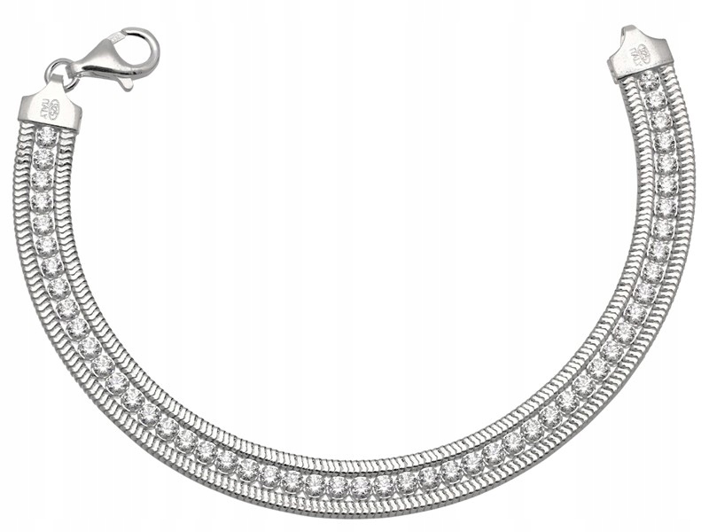 

Bransoletka Żmijka Z Cyrkoniami 8,8MM Srebro 925