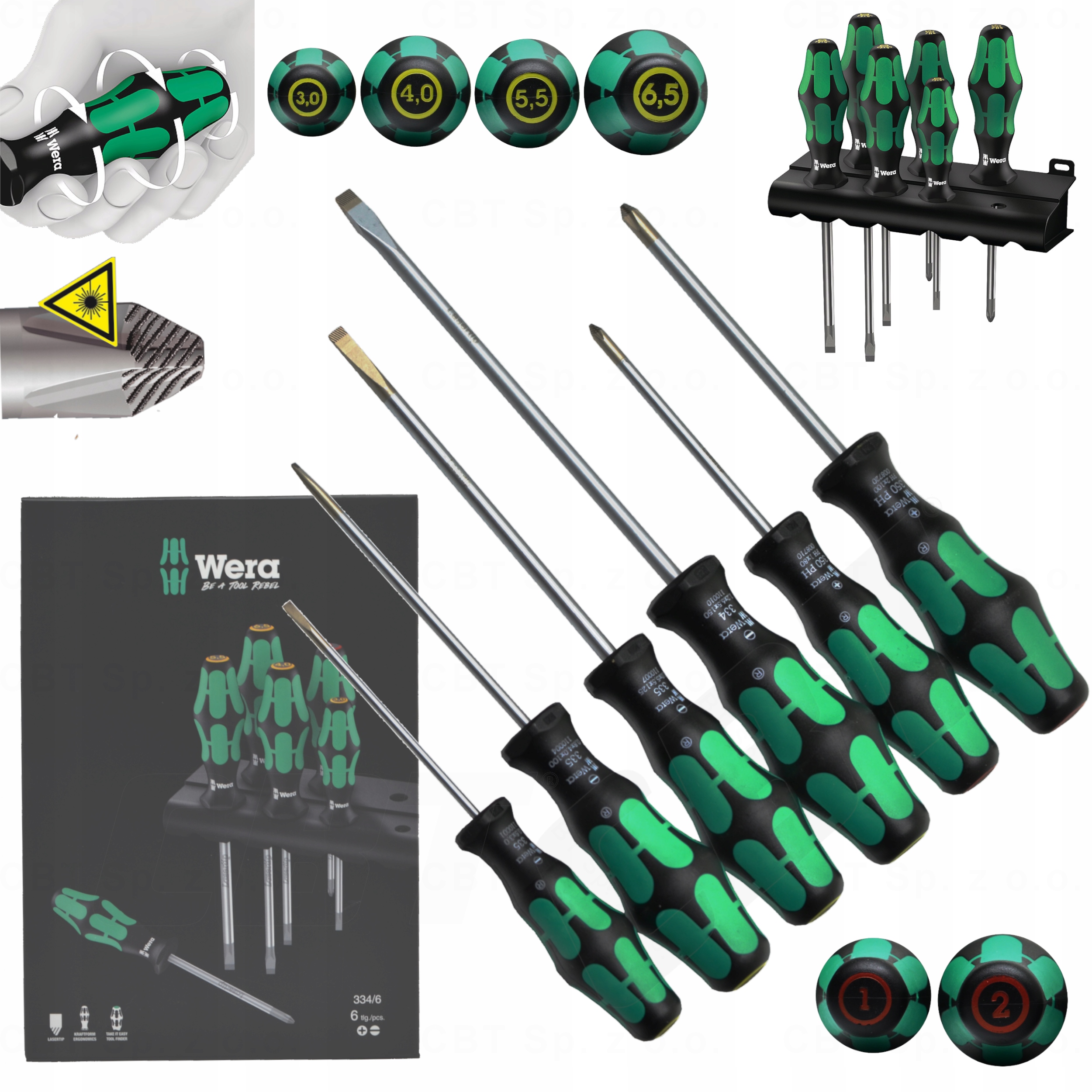 Zestaw Wkrętaków Mieszany Płaskie Sl PH1 PH2 Śrubokręty Kraftform 6 Sztuk