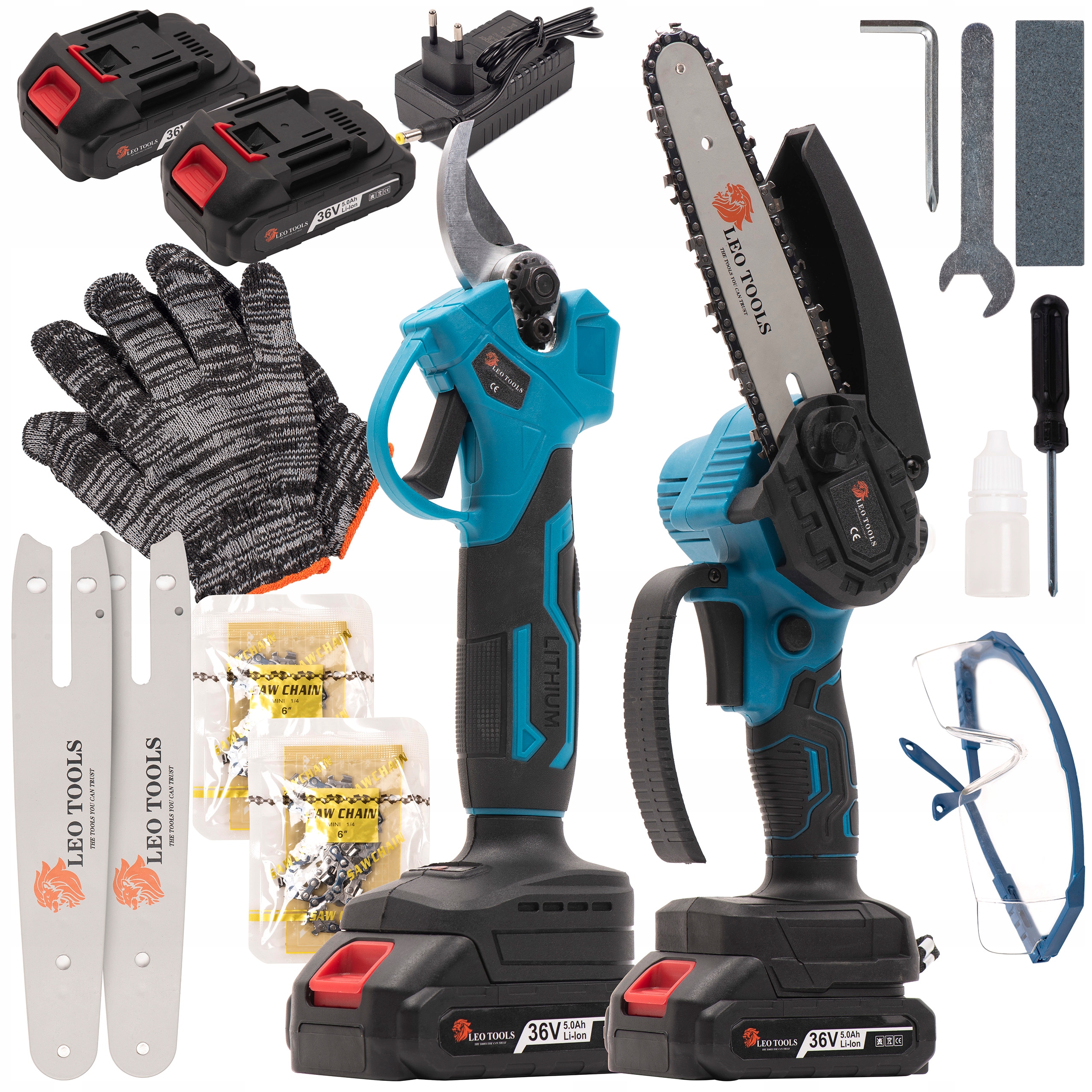 Piła Łańcuchowa Akumulatorowa Nożyce Sekator Akumulatorowy Ogromny Zestaw