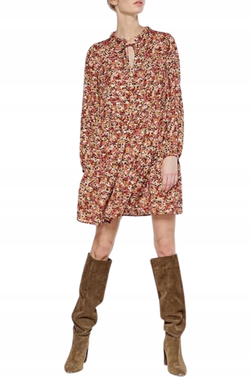 Šaty Le Temps Des Cerises s květinami, volné, s dlouhým rukávem, vel. M