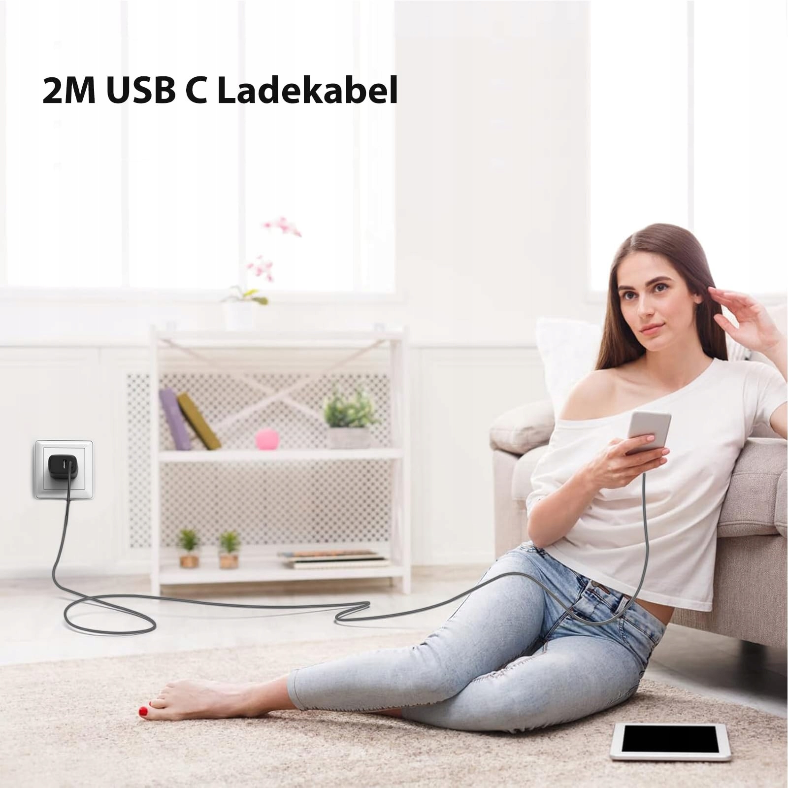 QACKENM Ładowarka USB C 25W z Kablem 2M do Telefonów Galaxy S24 S23 S22 S21 — miniatura 5