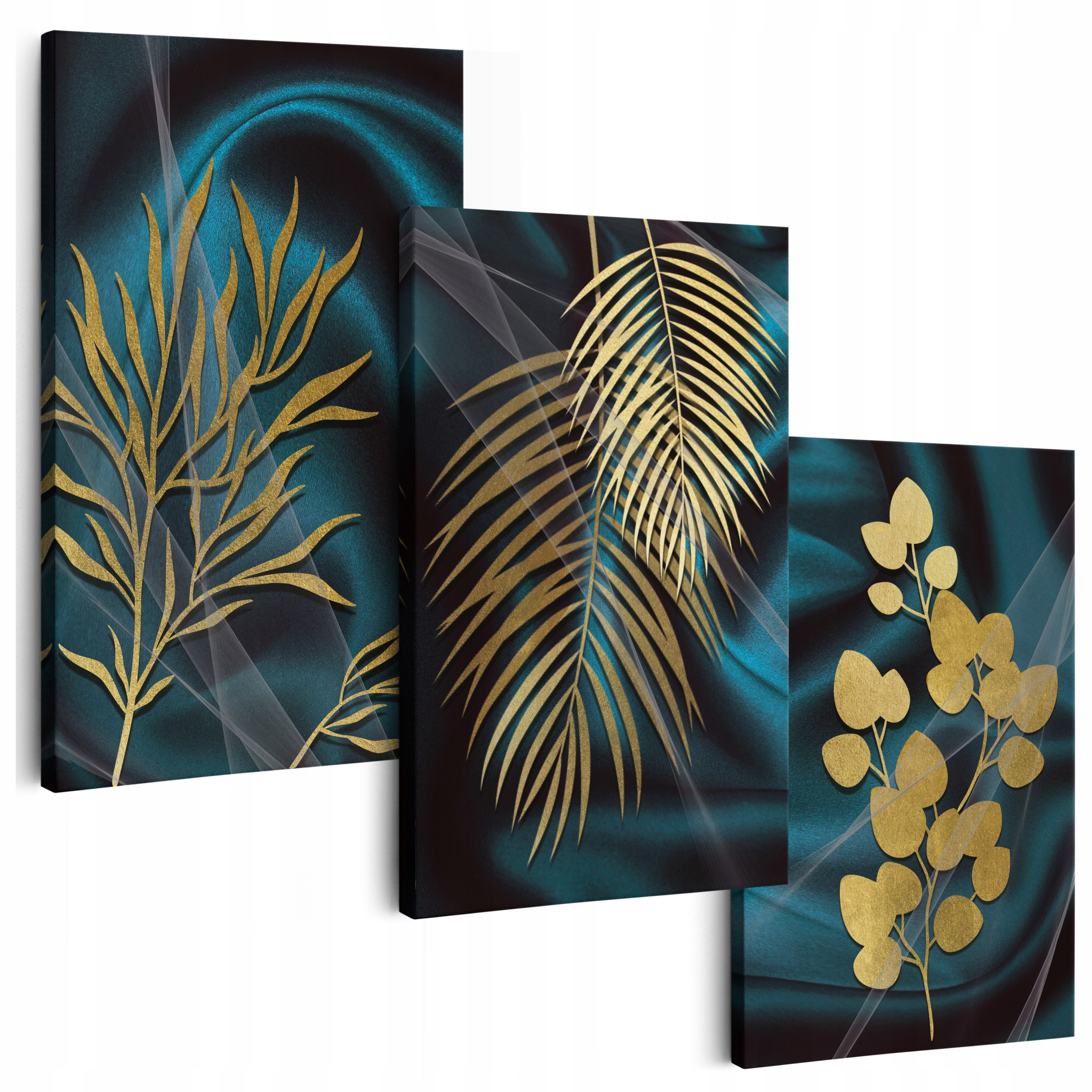 Obraz Na Plátně 150 cm Zlatý Zlaté 3ks Obrazy do obýváku na zeď Triptich