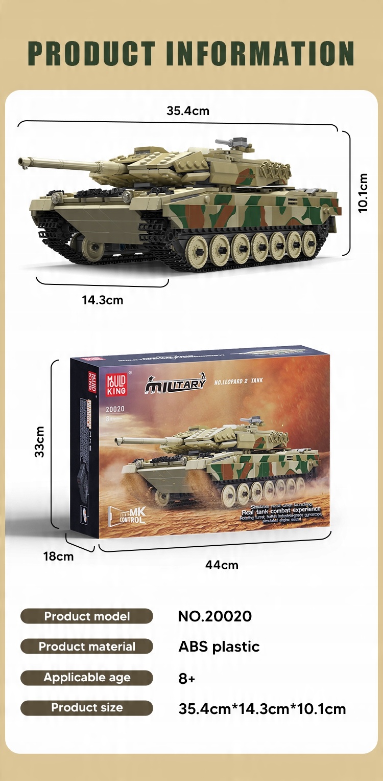 Remote Controlled Tank Mold king 20020 Technic RC Leopard 2 Kind komplekts