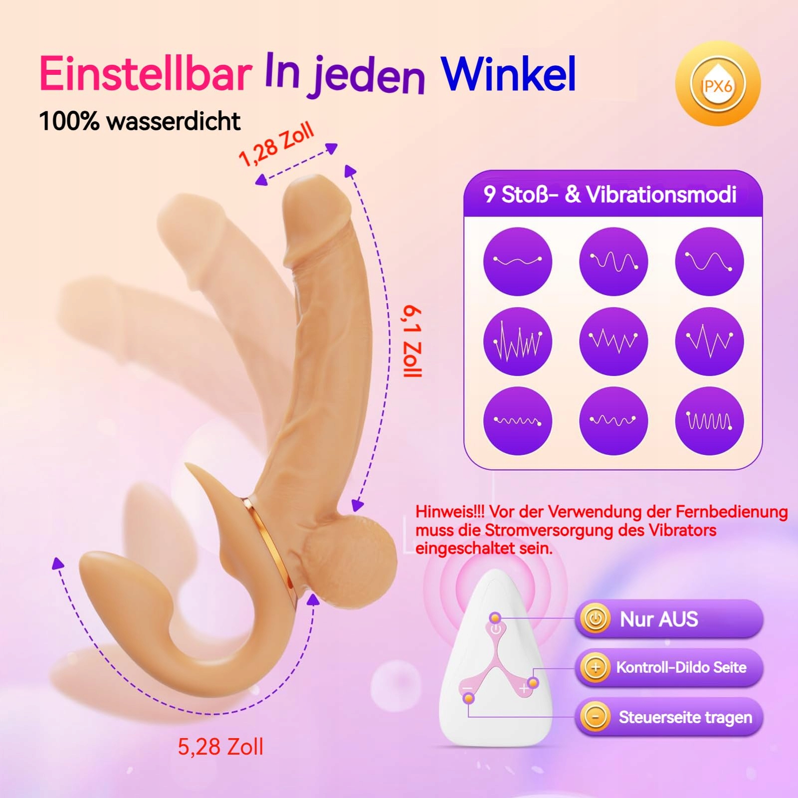 A-STOß Realistyczny Dildo Podwójny Strap On Wibrator Silikonowy dla Par — miniatura 4