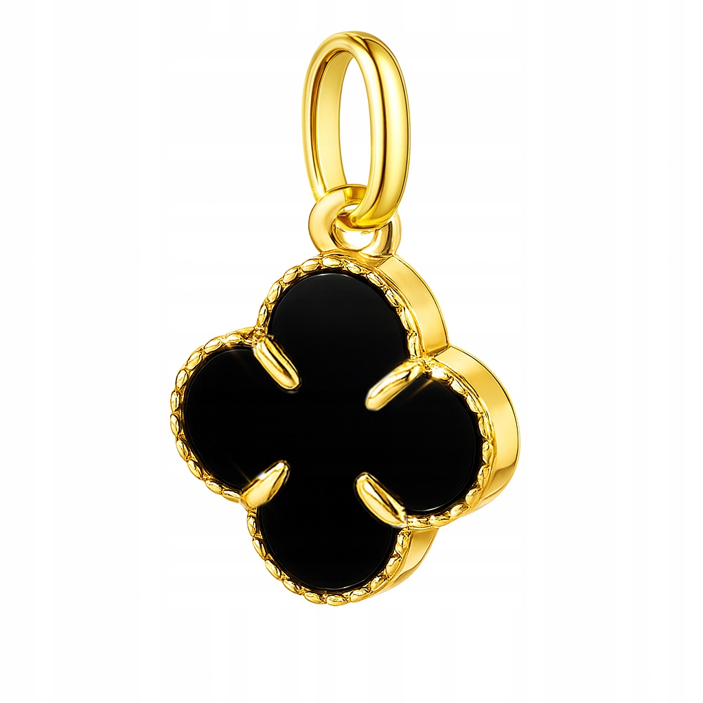 Zlatý přívěsek čtyřlístek černý onyx PR.585