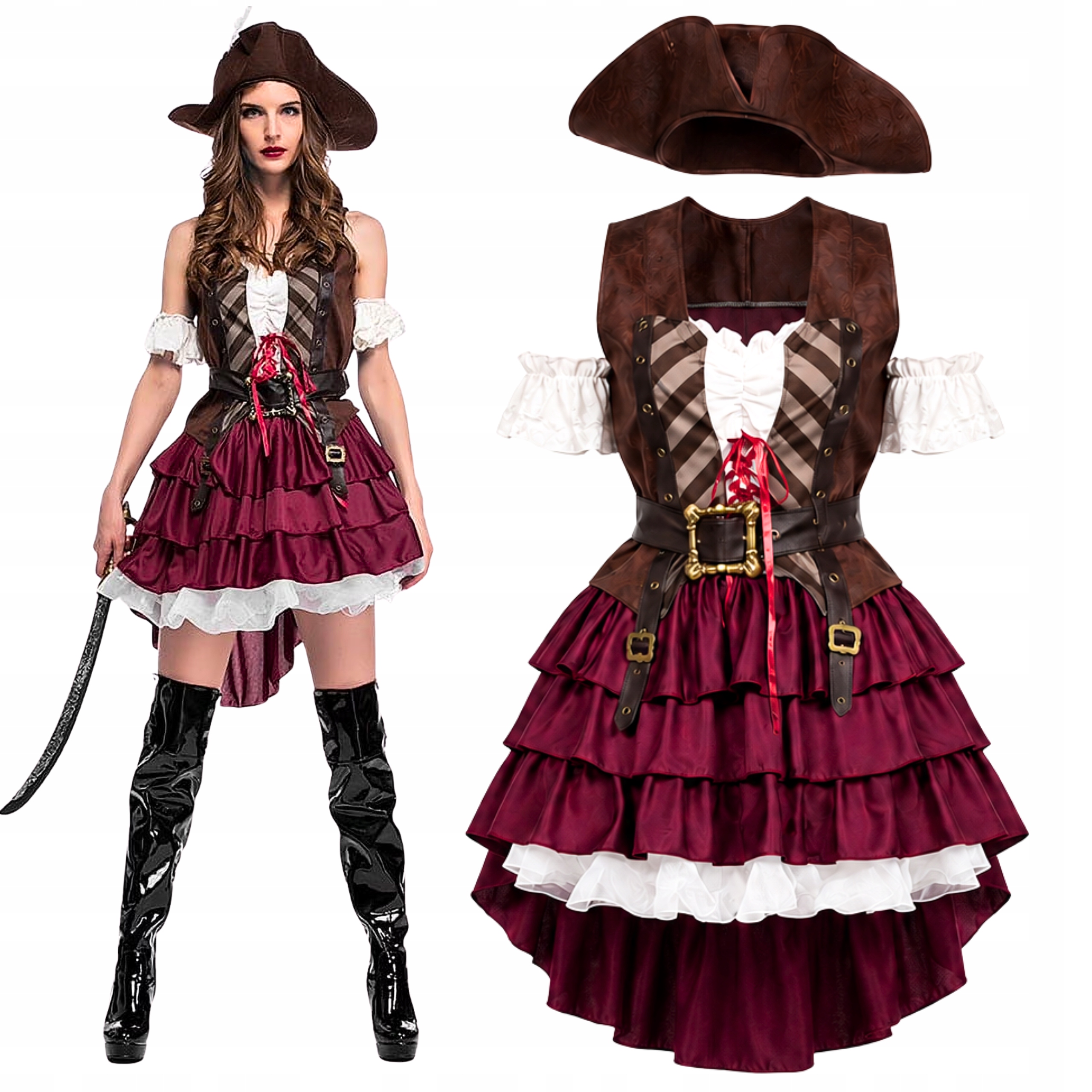 Kostým Piráta Pro Ženy Pirátka Elegantní Převlek Karneval Halloween XL