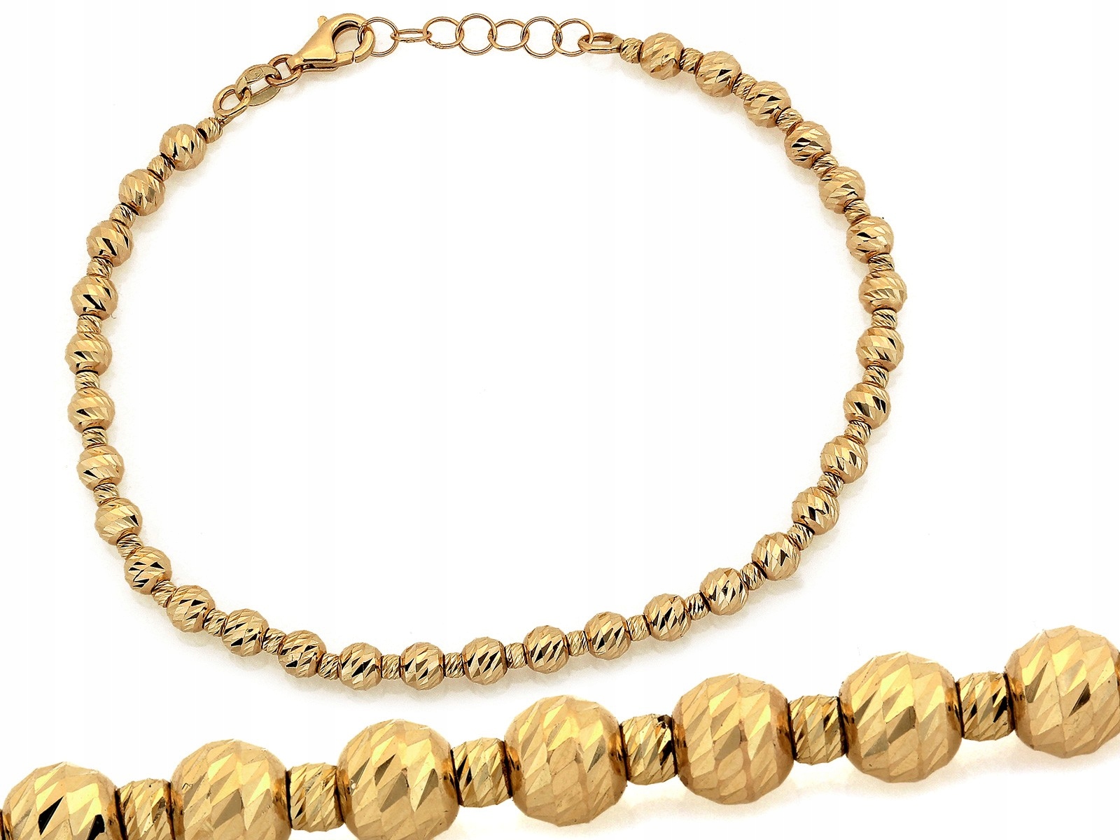 Zlatý náramek 585 z frézovaných kuliček 19 Cm kuličky 5.25 g jako dárek