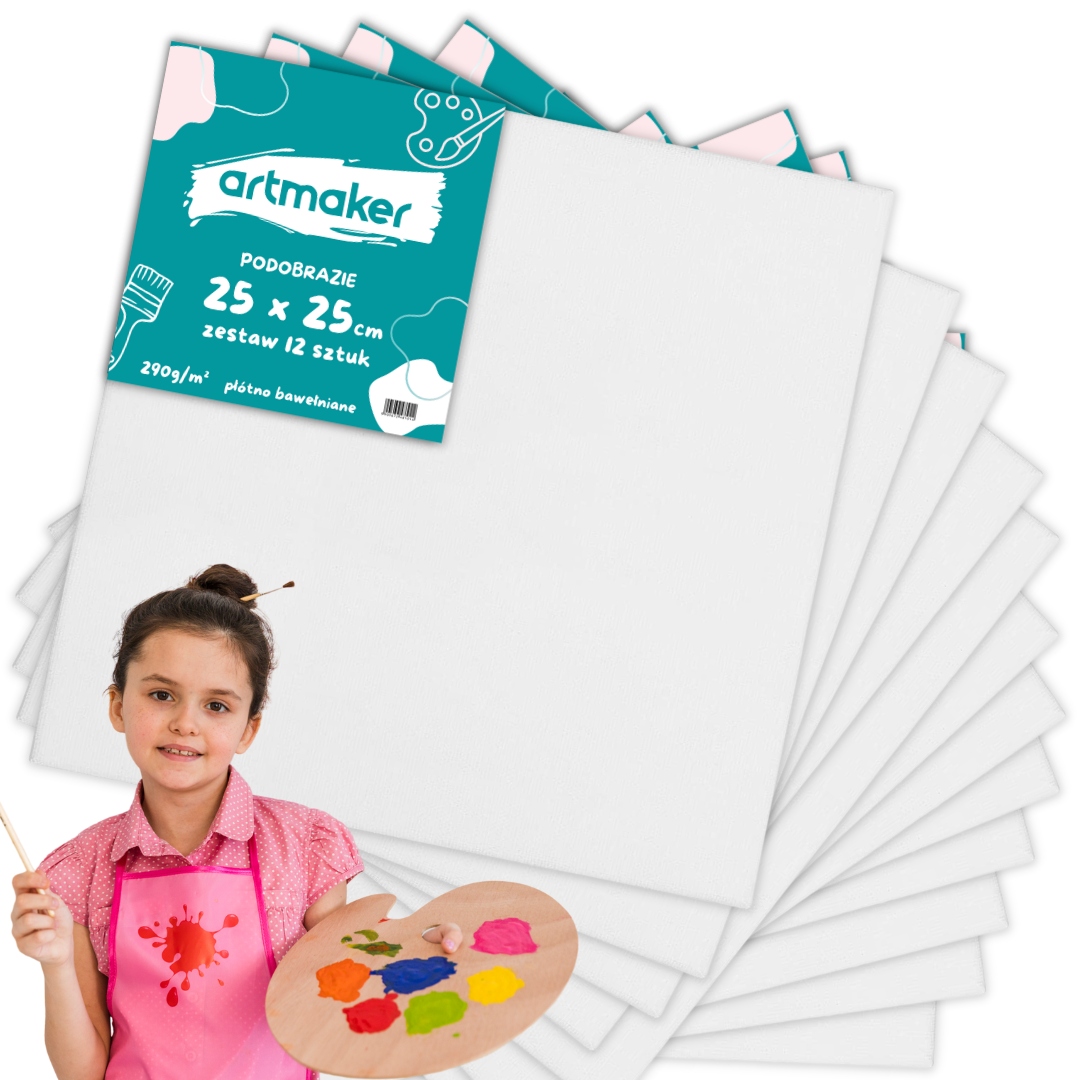 12x Malířské Plátno 25x25 cm Malířský panel 25/25 Bavlna