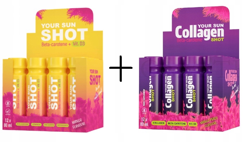 Shot Drink Soleo SuperTan 80 ml 12sztuk Smak Mango+ 12 szt collagen