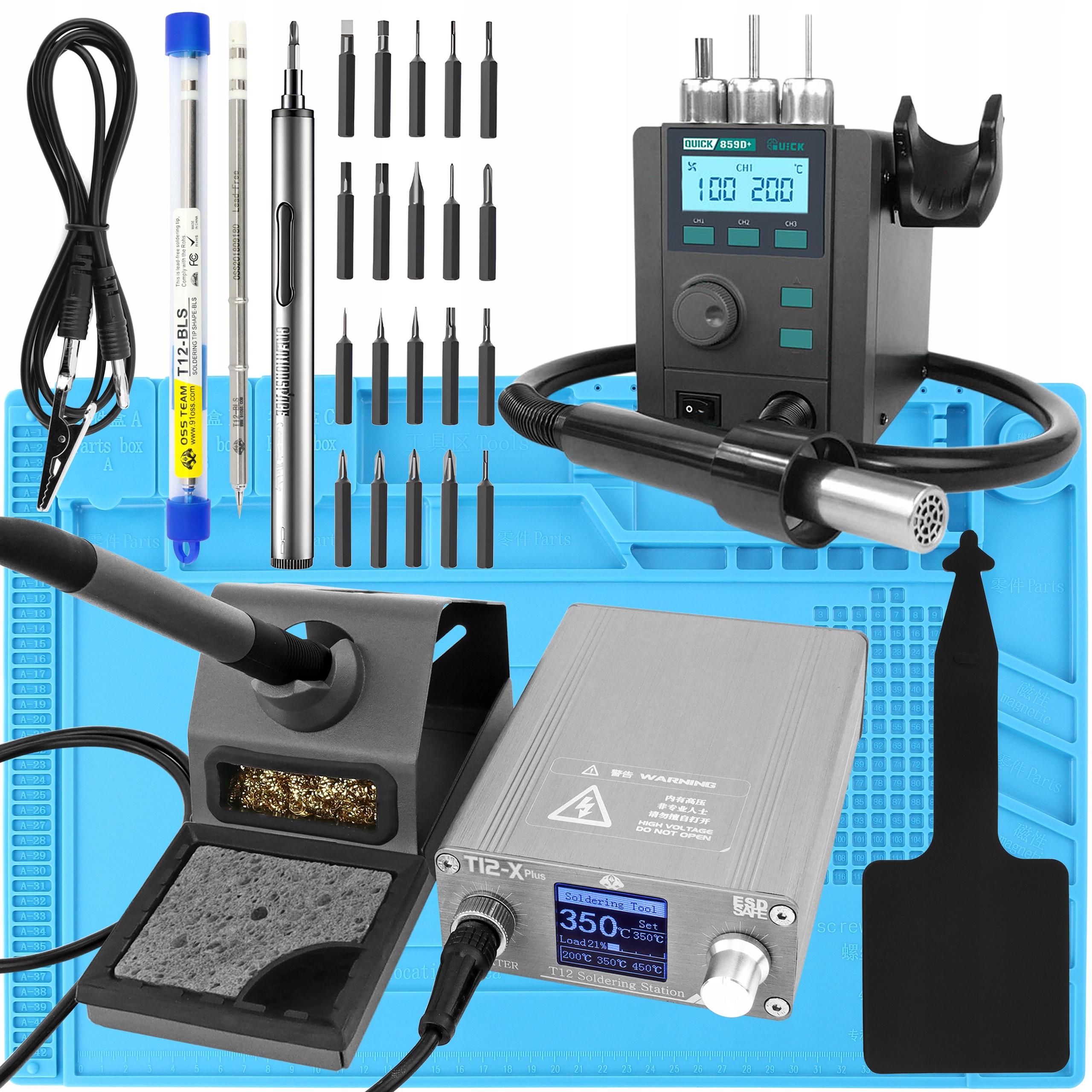ZESTAW STACJA LUTOWNICZA QUICK 859D+ OSS TEAM T12-X PLUS + WKRĘTAK I MATA