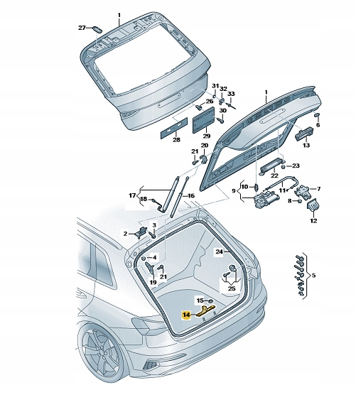 Oryg. rygiel zamka bagażnika VW AUDI SEAT SKODA