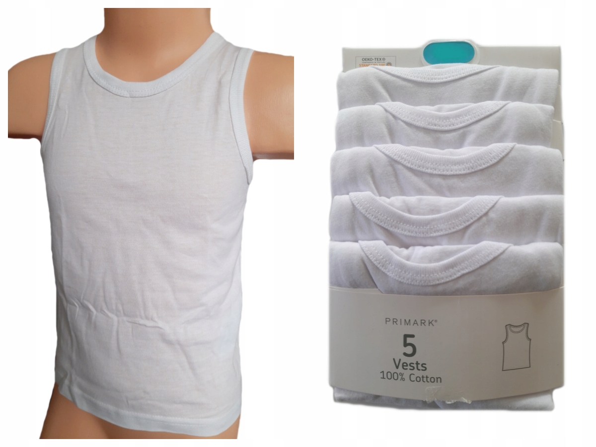 

Primark 5x Podkoszulki koszulki białe 4-5 L 110