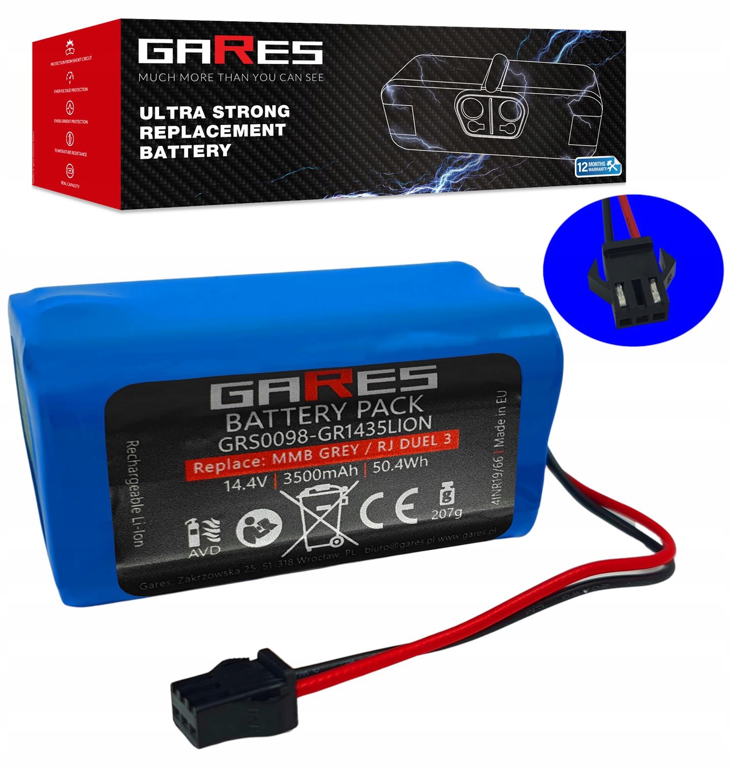 Akumulátor Gares pro Venga RVC3000 14,4V 3,5Ah