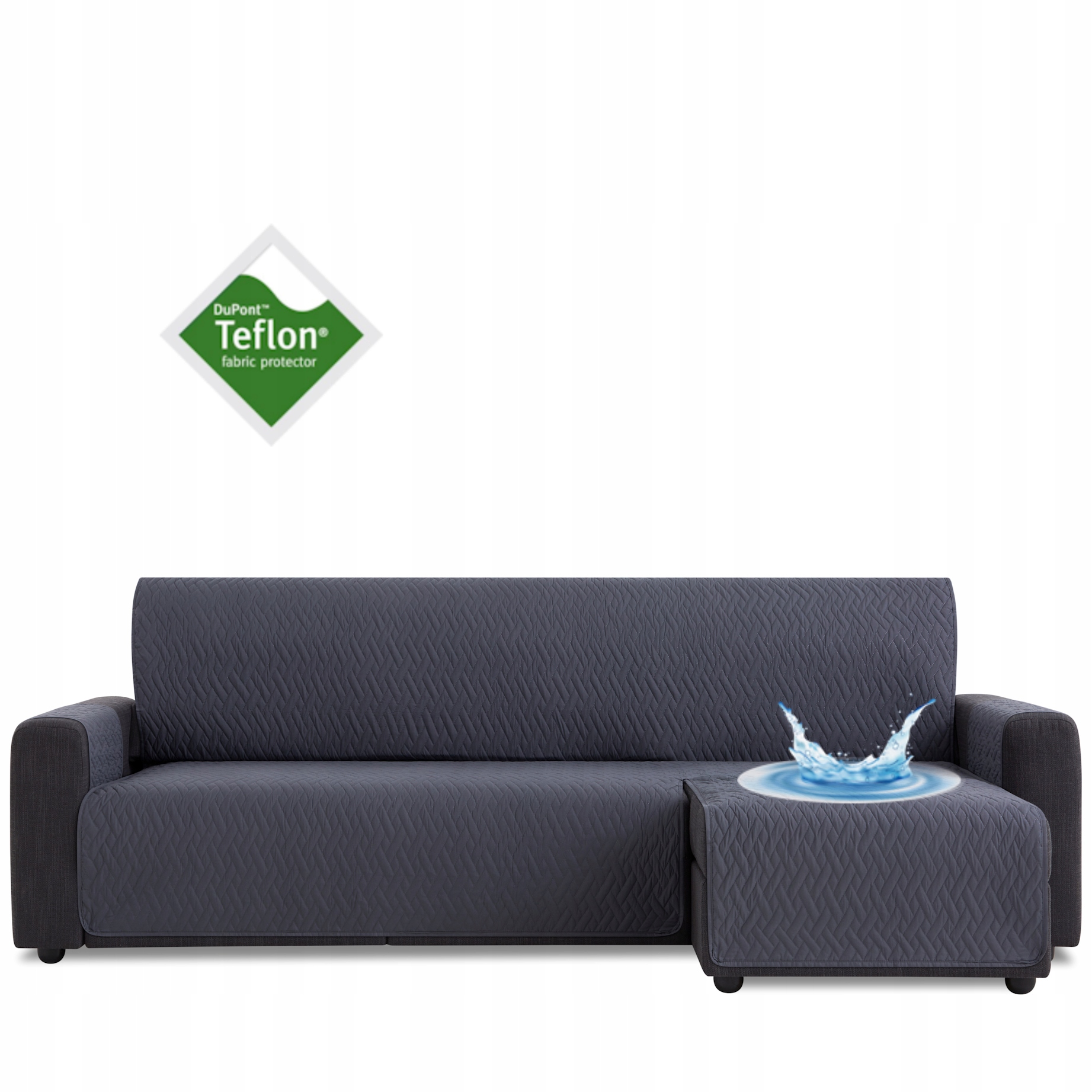 Narzuta wodoodporna na kanapę narożnik ochraniacz teflon szary 200 cm prawy