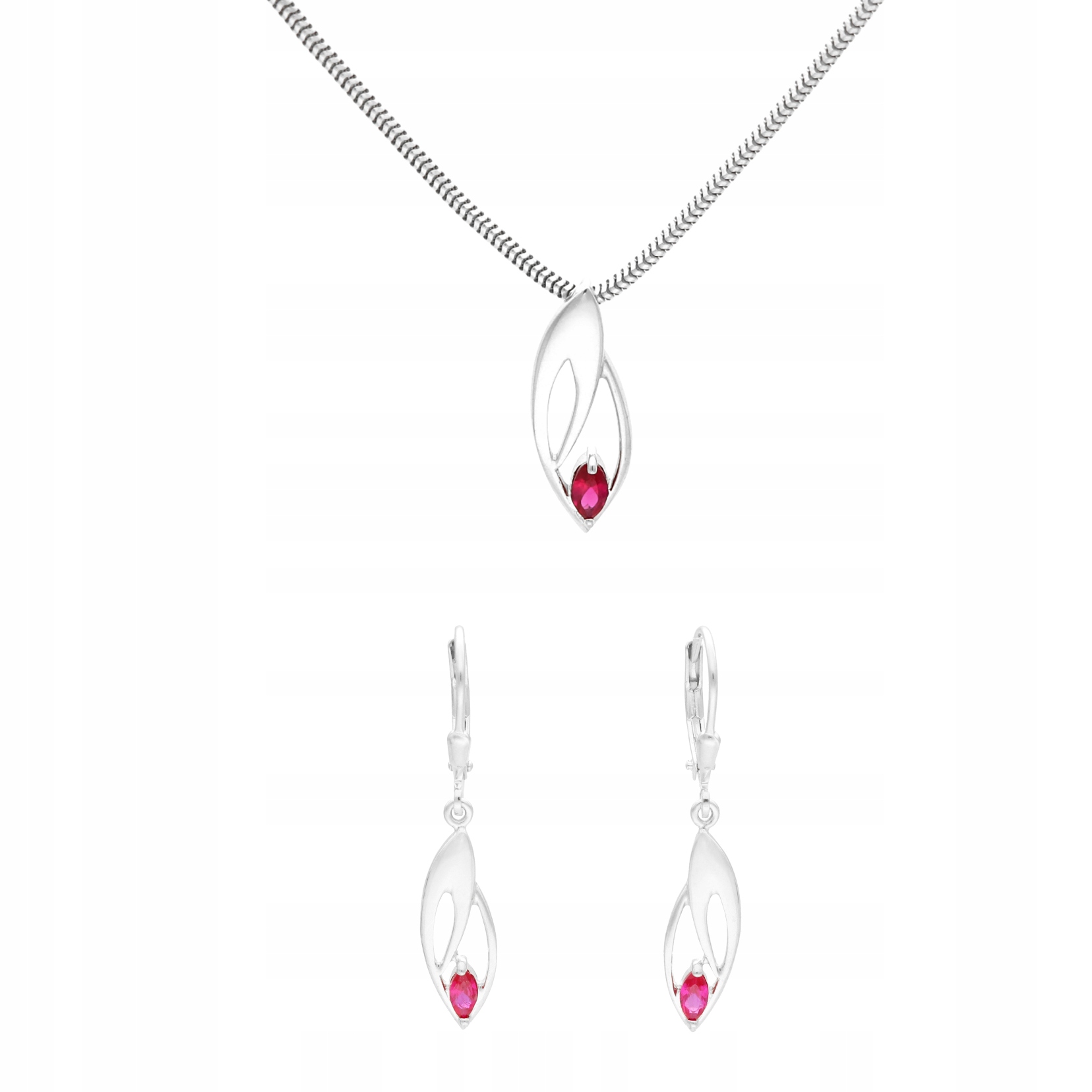 Komplet s rubínovou zirkonií stříbro