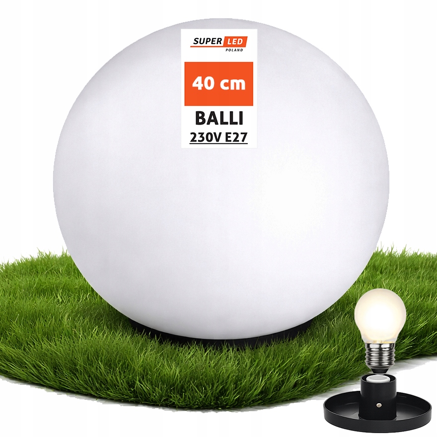 Lampa ogrodowa Led Kula wbijana 40 cm 230V na żarówkę E27
