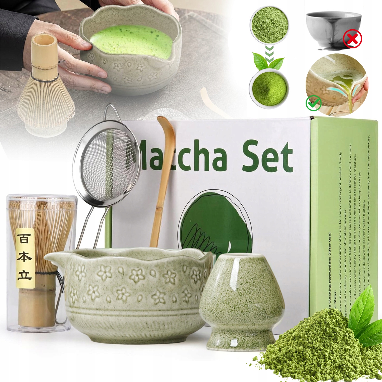 Zestaw Do Herbaty Matcha, Zestaw Mioteł Matcha, Z Trzepaczką Do Matchy 5W1