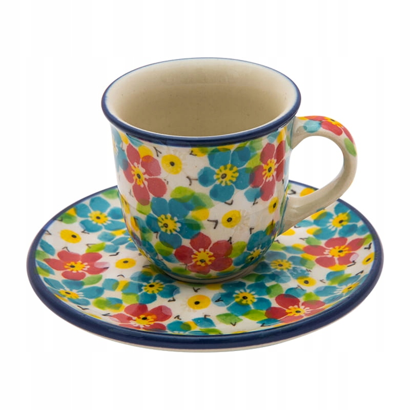 Šálek espresso 60 ml podšálek Umělecká keramika Bolesławiec dek U4818