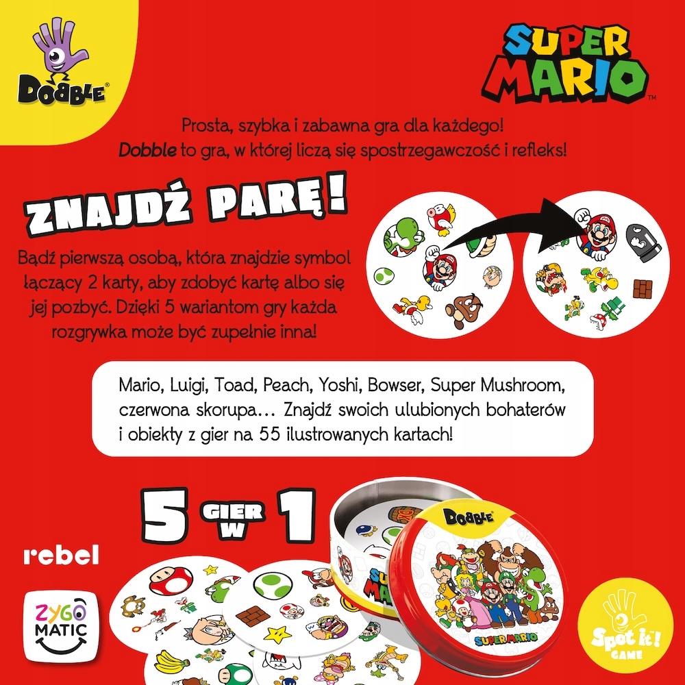 DOBBLE SUPER MARIO RODZINNA REBEL PL Nazwa Dobble Super Mario
