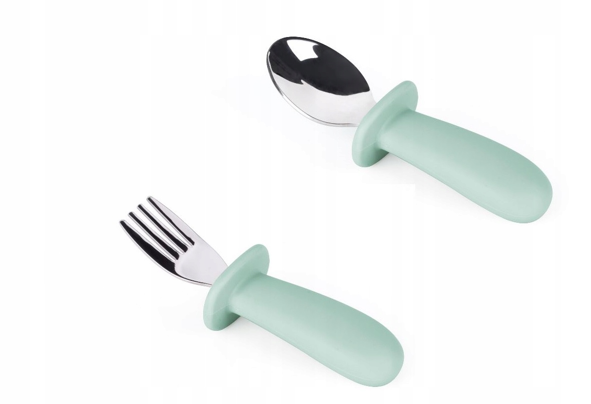 

Sztućce dla dzieci zestaw silikonowo metalowe