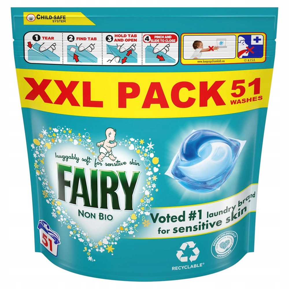 Levně Fairy Non Bio Pods kapsle na praní pro miminka pro citlivou pokožku 51 kusů