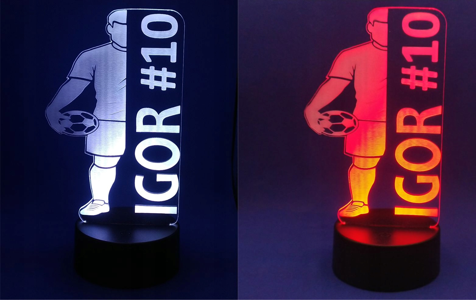 LAMPKA NOCNA 3D LED PIŁKARZ + IMIĘ PIŁKA NOŻNA Mocowanie wolnostojąca