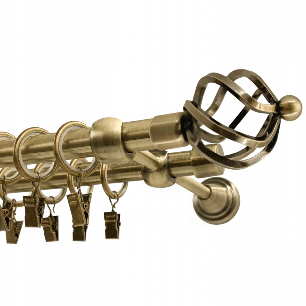 Garnýž Dvojitá kovový fi16+16 žezlo Zlato Antik 180 cm galvanizovaný