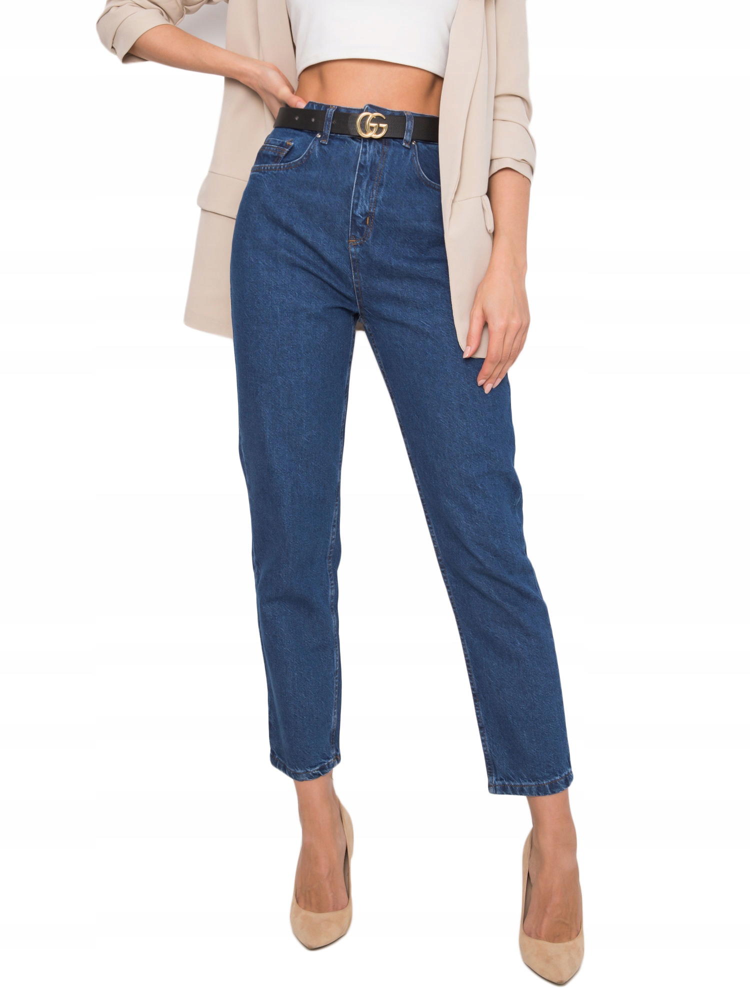 

Modne Klasyczne Spodnie Jeansy Damskie Mom - Xs