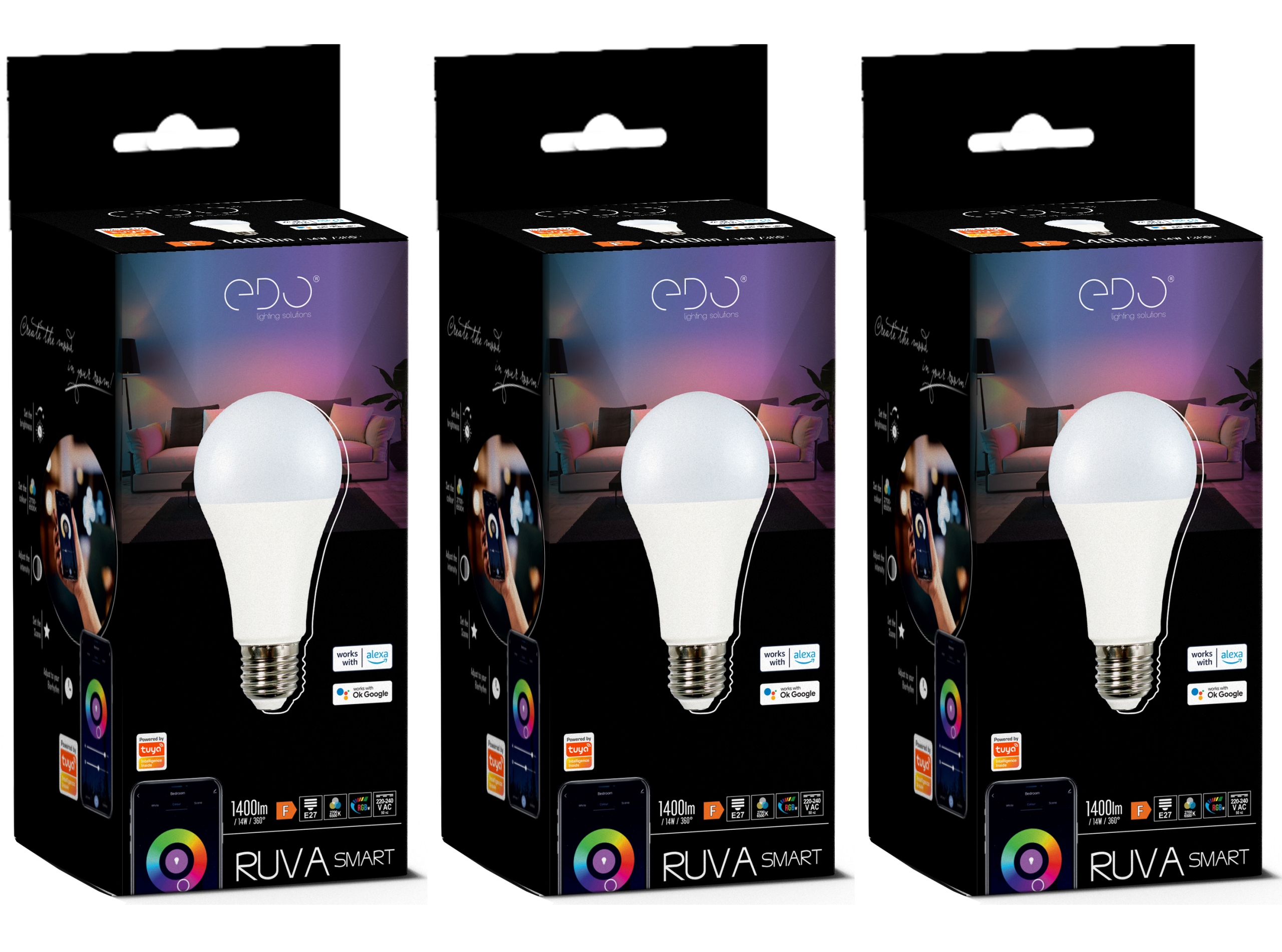 

3x Żarówka Led Smart 14W E27 Ww-cw +rgb Wi-Fi Tuya