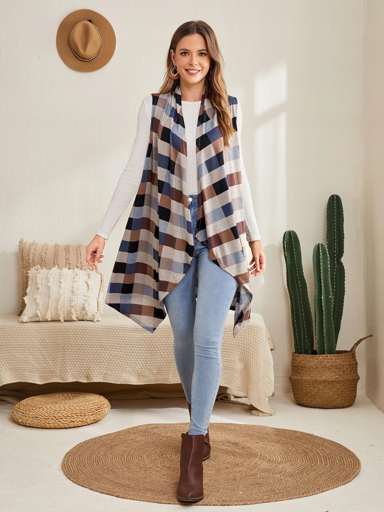 AW40 BEZRĘKAWNIK KAMIZELKA W KRATKĘ EMERY ROSE XL Rozmiar XL