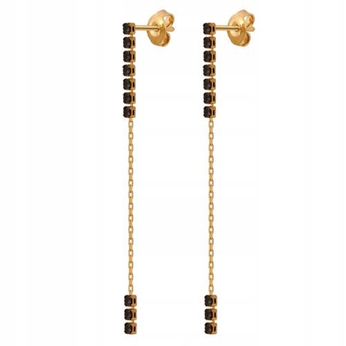 Řetízkové zlaté 585 náušnice s černými kameny jako dárek k narozeninám