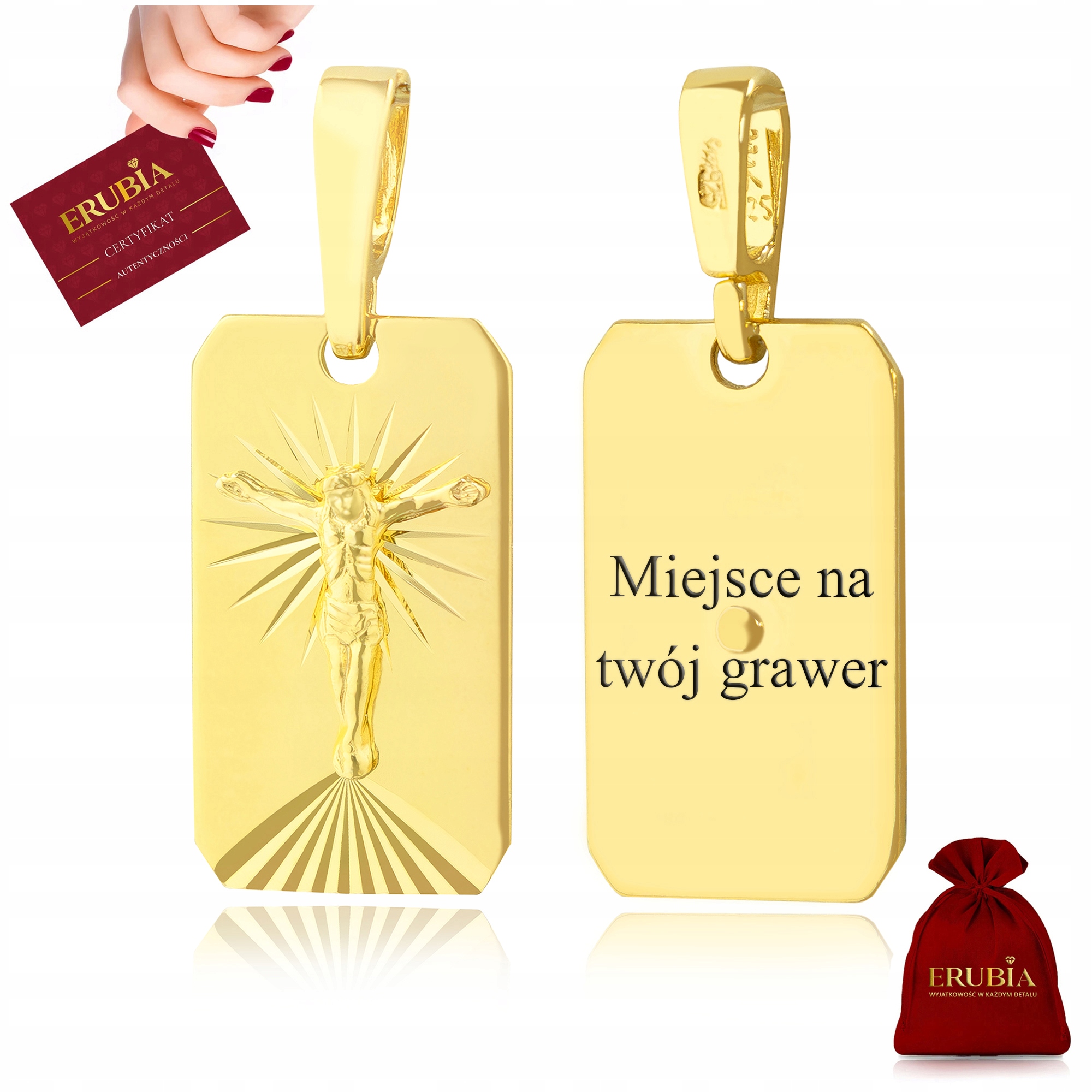 Krásný Zlatý Přívěsek 585 925 Přívěsek Medailon K Prvnímu Svatému Přijímání Ježíš Gravírování