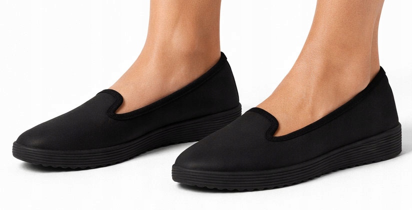 9441 CZARNE WSUWANE TENISÓWKI BALERINKI SLIP ON TRAMPKI