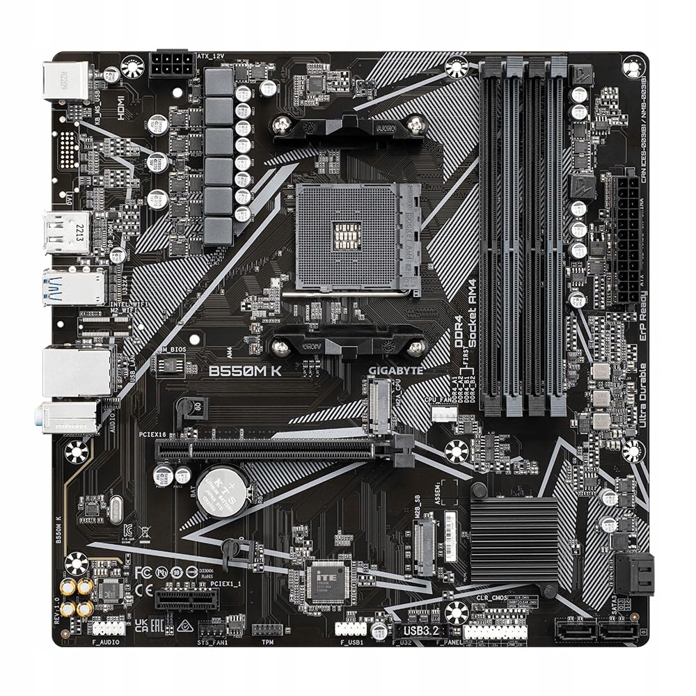 GIGABYTE B550M K Płyta Główna Ryzen 5000 AM4 DDR4 M.2 USB 3.2 PCIe 4.0 — miniatura 2