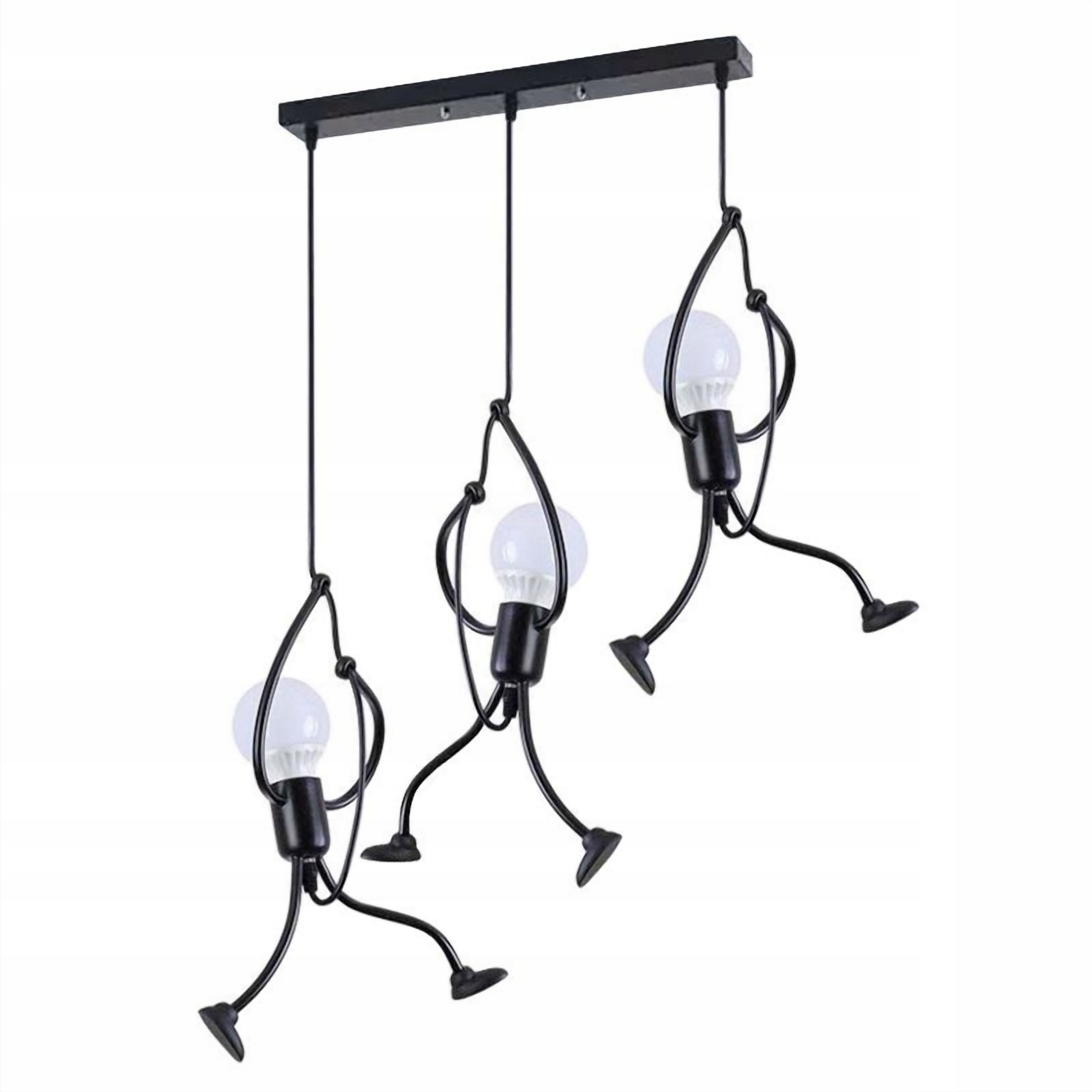 Nowoczesna Lampa Sufitowa Wisząca Ludziki Humanoid Czarna Podłużny Klosz