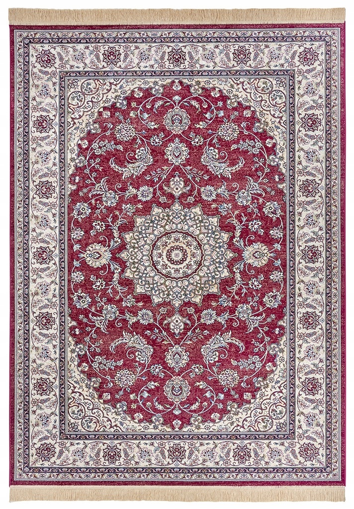 Tradičný koberec 160x230 do obývačky, klasický červeno-krémový vzor