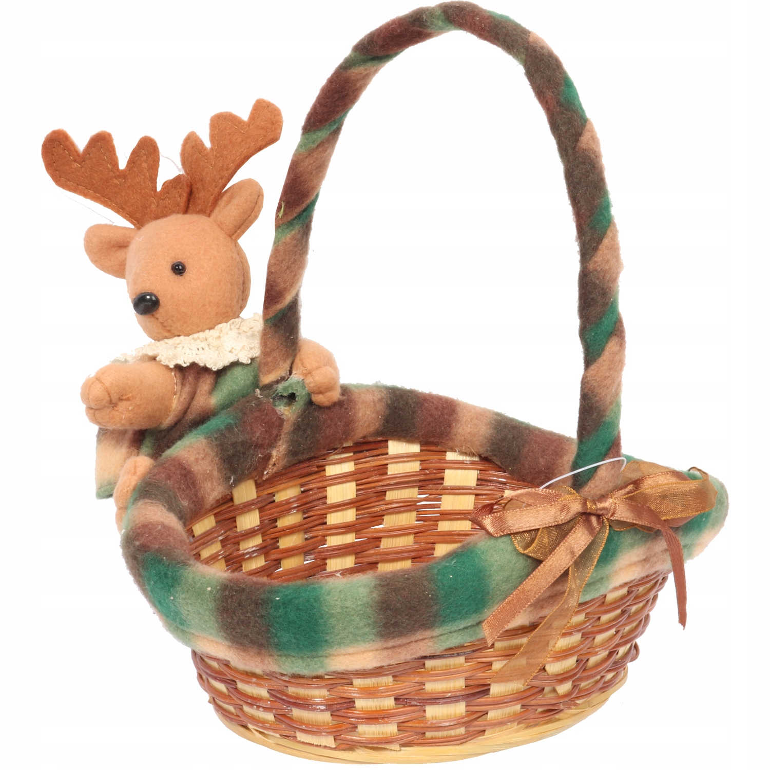 KOSZYK ŚWIĄTECZNY Z RENIFEREM 16 CM Motyw zwierzęta