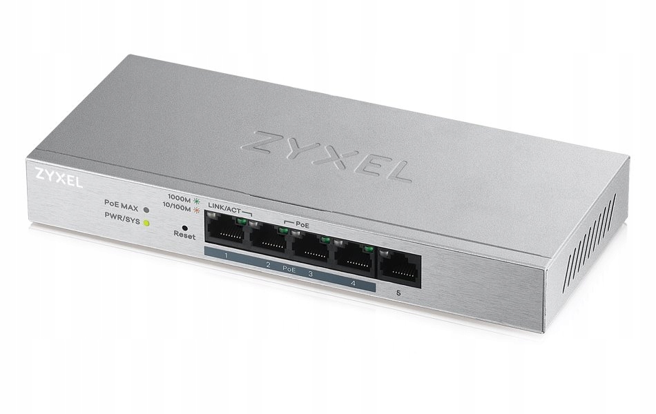 ZyXEL GS1200-5HPv2 Web Smart switch 5x Gigabit metal, 4x PoE (802.3at, 30W)
