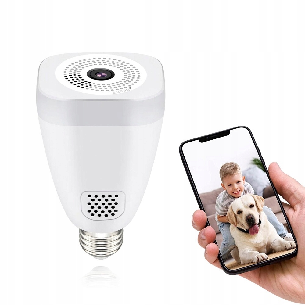 Žiarovka Bezdrôtová Kamera Objektív 360 Rybie Oko E27 Ip Led 3MPX Wifi