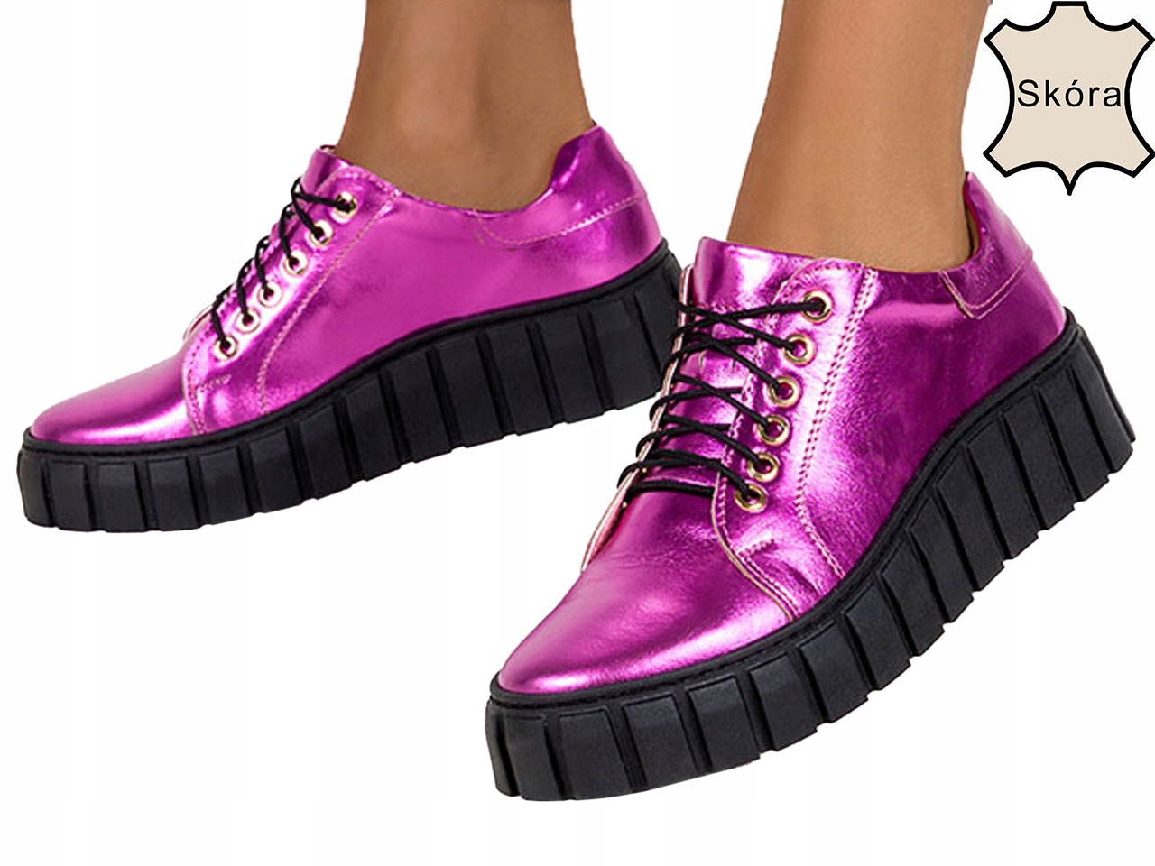 CREEPERSY DAMSKIE SKÓRZANE BUTY METALICZNE NEW 37