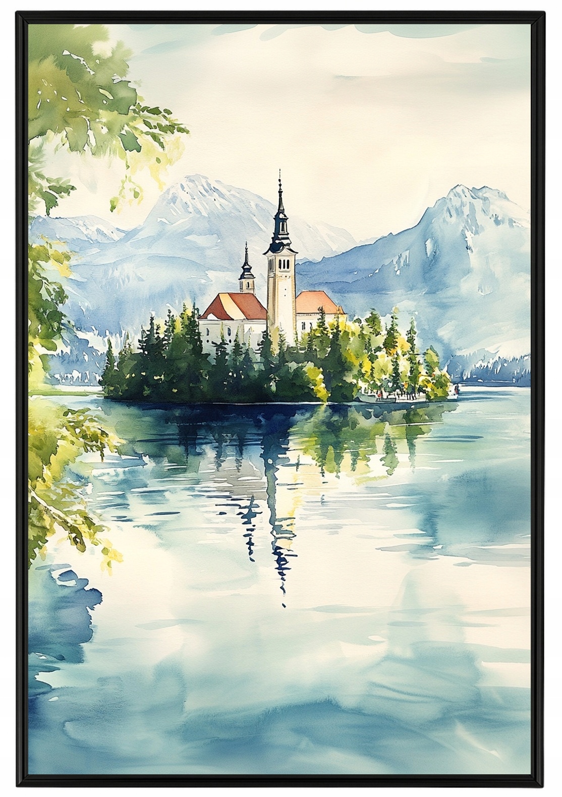 Plakát Rámeček Aluminium Krajina Slovinsko Jezero Bled Kostel Ostrov 40x60