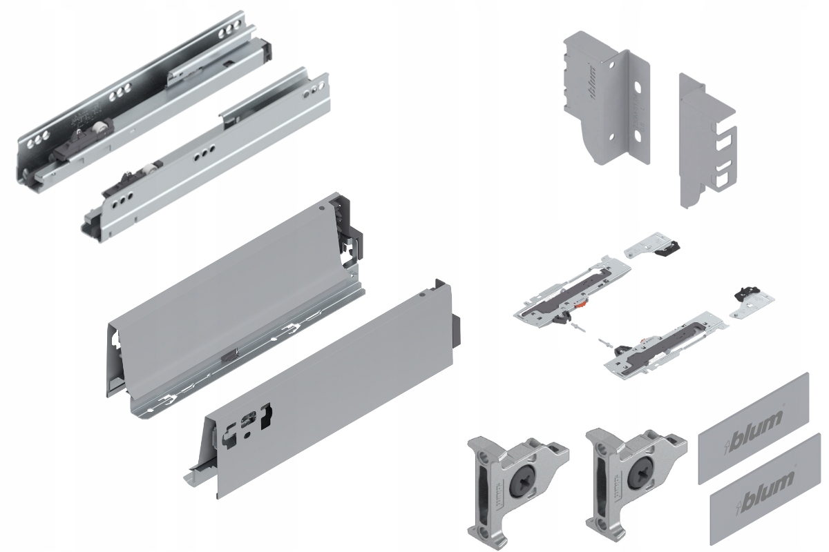 Blum Šuplík 350 Zásuvka nízká Tip-On M šedá