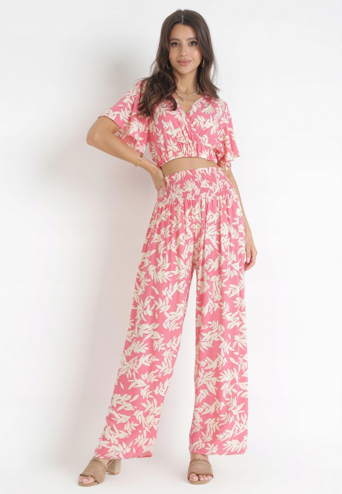 Fuchsiová letní bavlněná souprava Boho pro ženy Casual Born2be L/XL