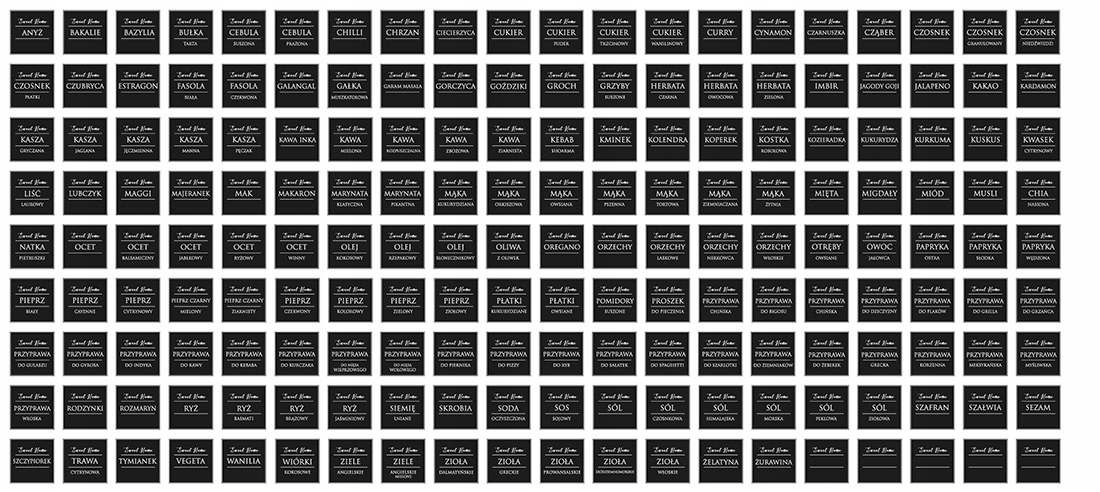 

Naklejki na przyprawy etykiety na słoiki 175+pisak