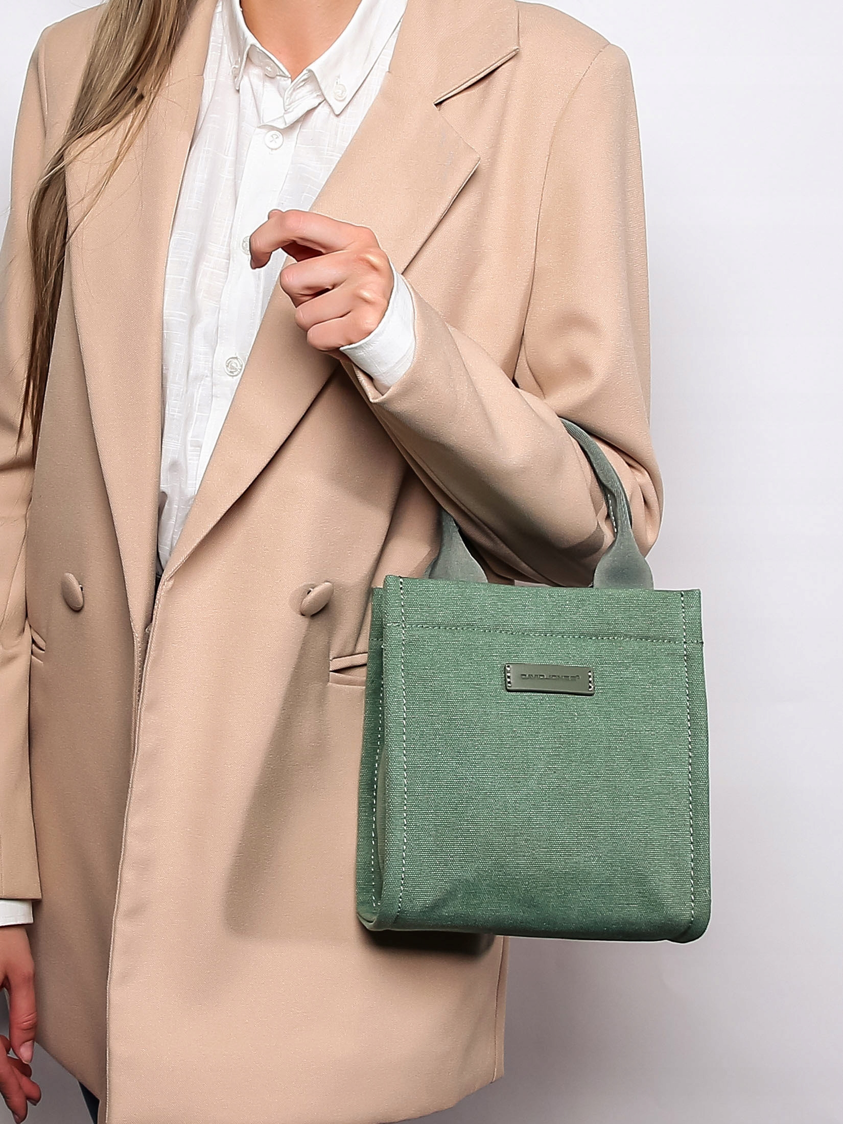 David Jones torebka damska kuferek mały płótno zielony Marka David Jones