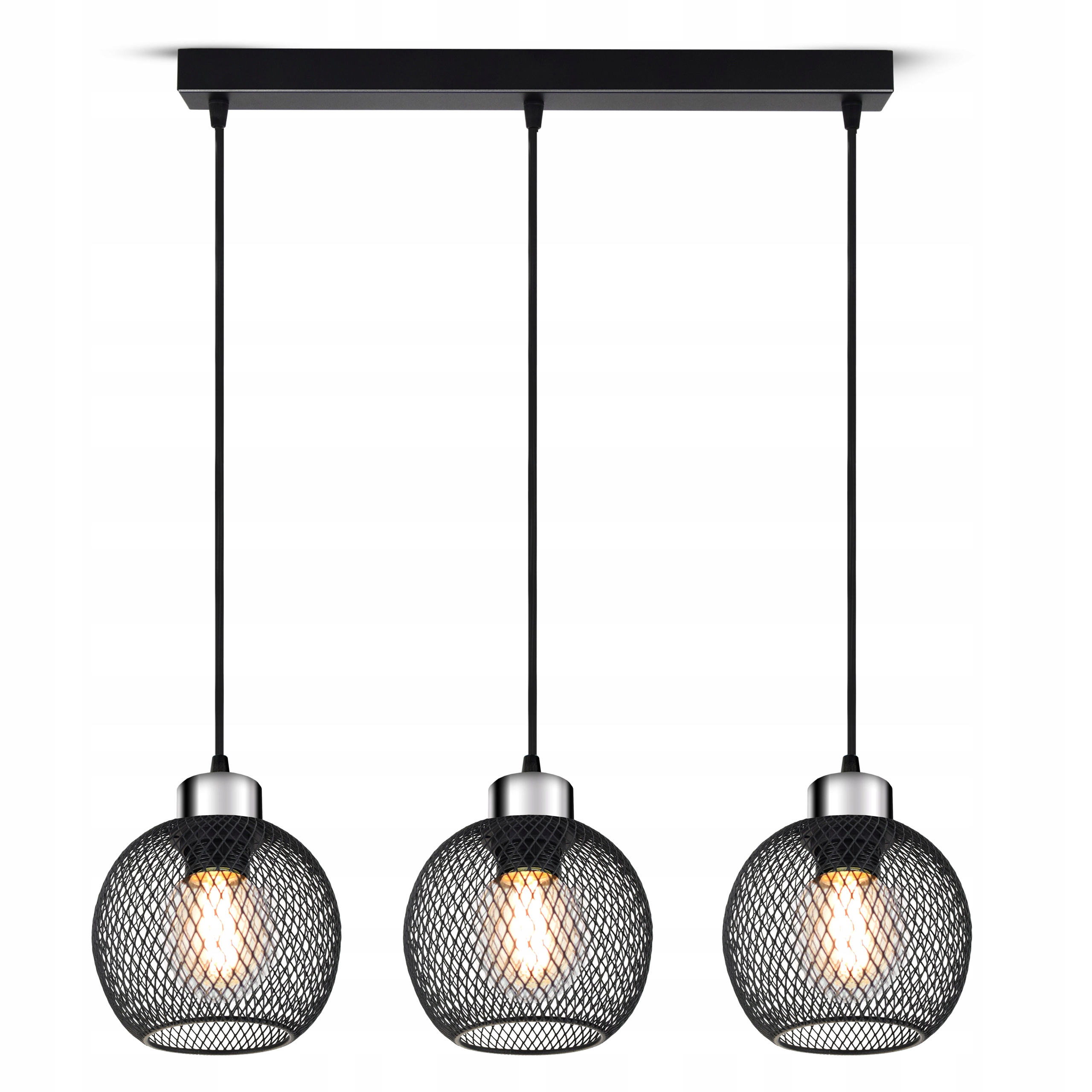 Lampa Sufitowa Żyrandol Wisząca Vintage Loft Reflektor 444-BZ3 E27 Z Siatki