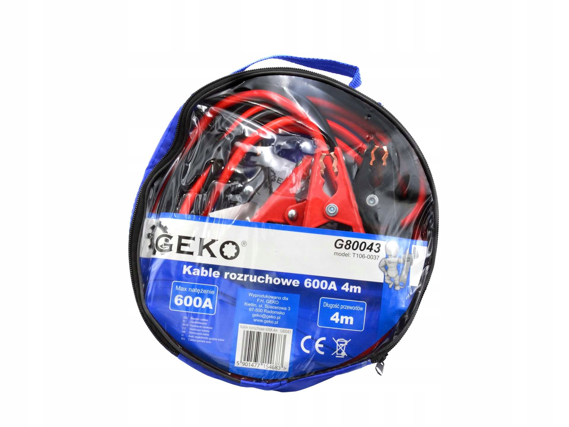 

Kable rozruchowe przewody Geko 600 A 4 m zaciski