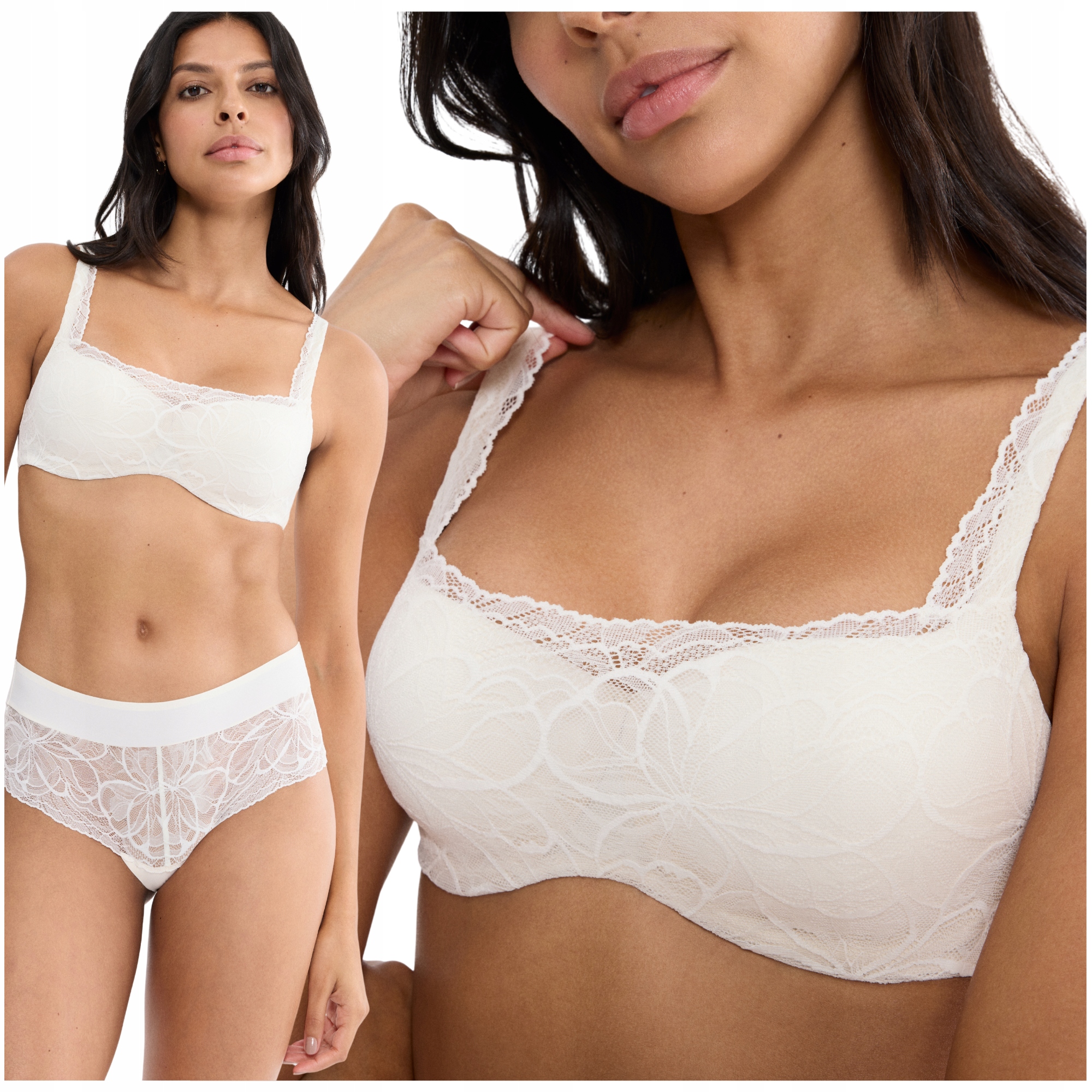 Vyztužená krajková podprsenka Triumph Illusion Lace Balconette ecru 75B