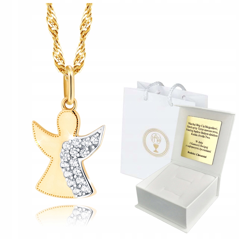 

Złoty Łańcuszek z Aniołkiem 585 Komunia Chrzest